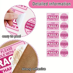 Fragile Handle with Care Stickers | No Folding Adhesive Labels for Mailing Envelopes alternate view