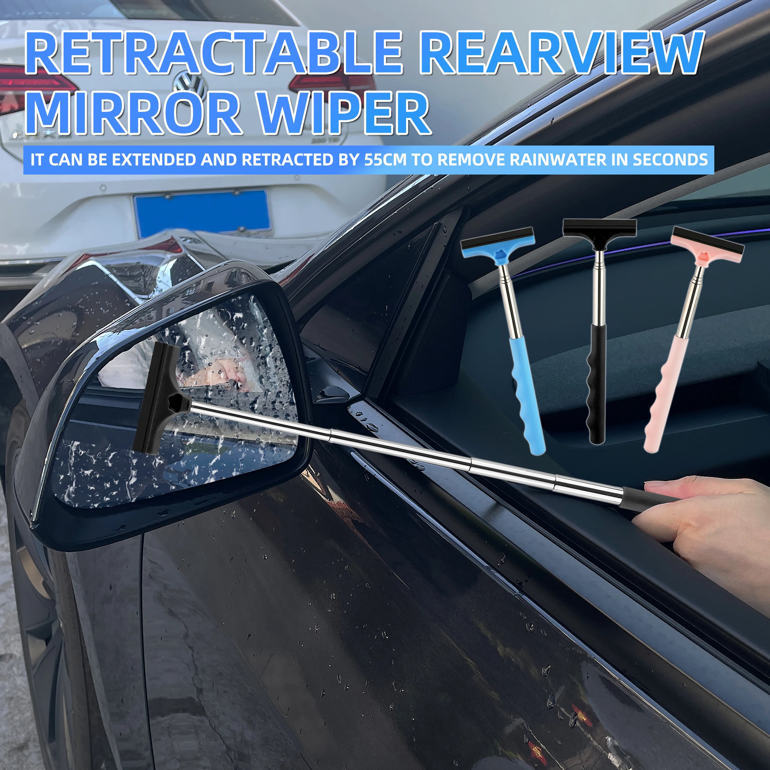 Car rearview mirror wiper, telescopic handle car rearview mirror wiper, car glass cleaning tool clea