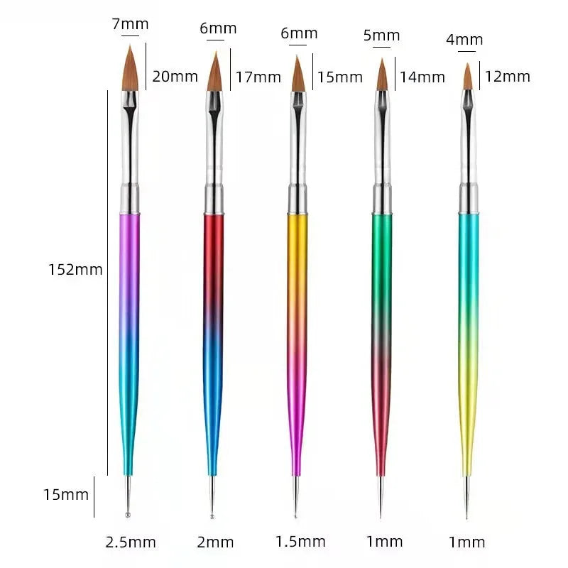 5/20Pcs Nail Art Brush Design Tip Painting Drawing Carving Dotting Pen FlatFan Liner Acr detail view