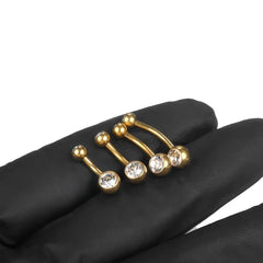 1Pcs G23 Titanium 14G Gold Color Belly Button Rings, Navel Nombril Piercing CZ Gem 6/ alternate view