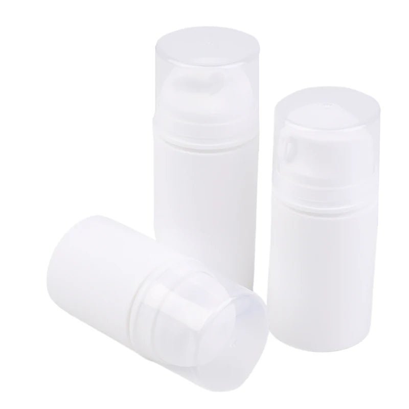 Airless Cosmetic Travel Size Vacuum Pump Bottles, Refillable Emulsion Dispenser for Co close-up view