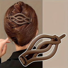 4-Piece Set of Large Plastic Hair Clips - Women's Elegant Frosted Twisted Hair Clip - alternate view