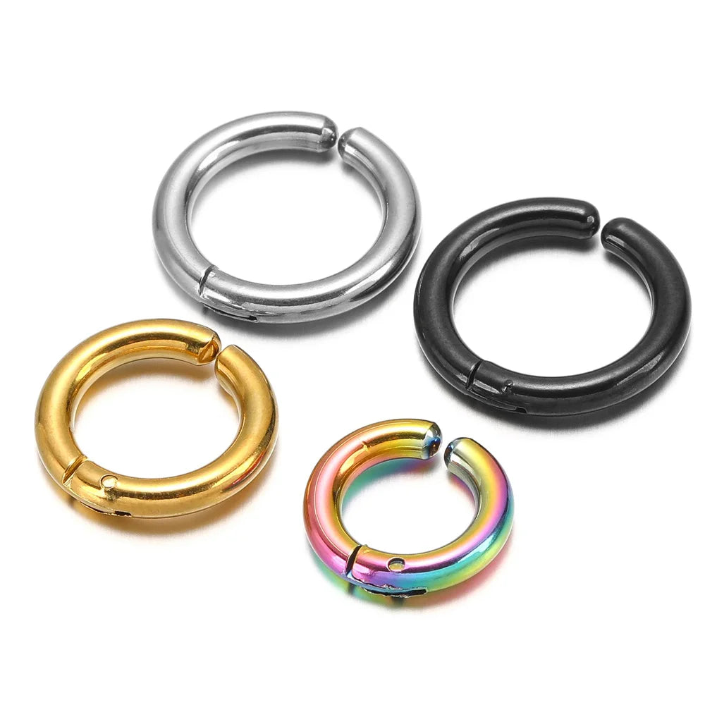 6 Pairs Stainless Steel Clip On Earrings for Women Men | Non Piercing Round Hoop Ea additional angle