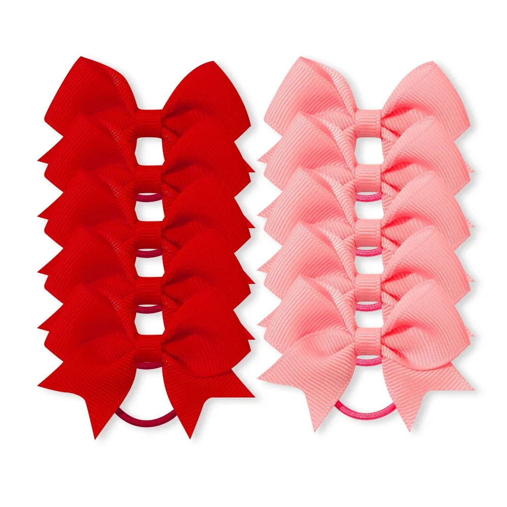 10Pcs/lot Grosgrain Ribbon Pigtail Hair Bows Elastic Hair Ties Hair Bands Holders G additional angle
