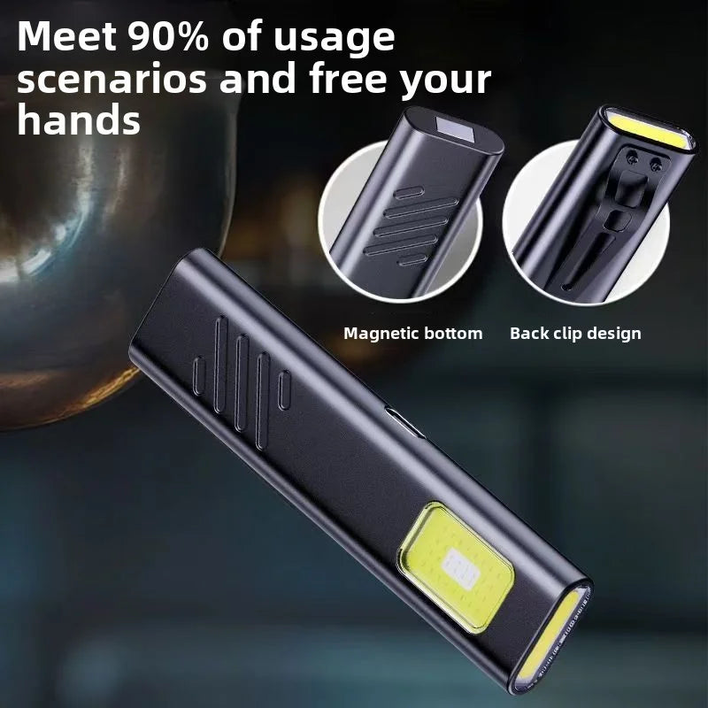 Portable Rechargeable Mini LED Keychain Flashlight 800LM Magnetic Pocket Torch Light alternate view