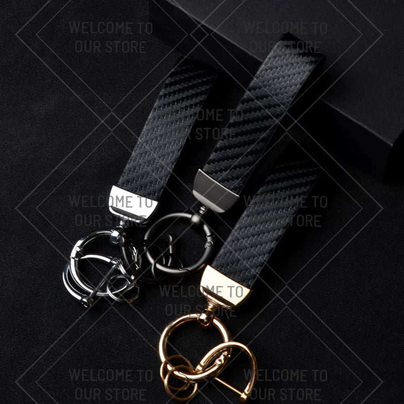 Skoda VRS Carbon Fiber Keychain | Car Emblem Key Ring for Citigo Kodiaq Yeti Rapid Fab close-up view