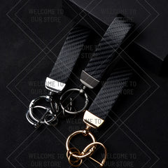 Skoda VRS Carbon Fiber Keychain | Car Emblem Key Ring for Citigo Kodiaq Yeti Rapid Fab close-up view