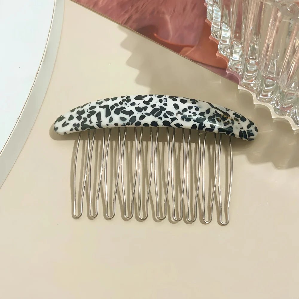 1/2pcs Acetate Metal Hair Combs Clips for Women Girls Side Bangs Upside-down Hairpins St detail view
