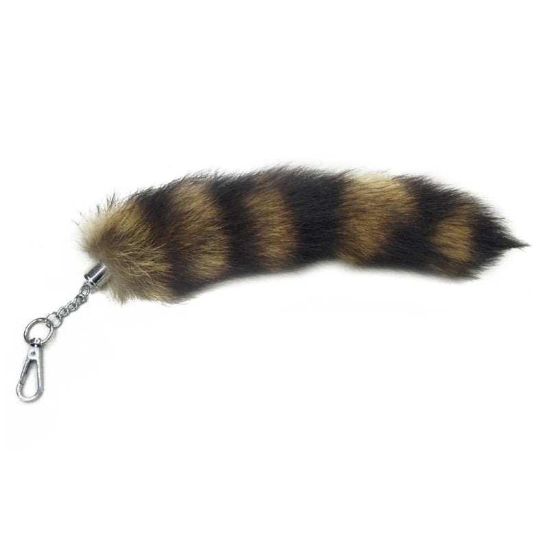31BB Cute Fox-Racoon Tail Keychain Fur Pendant Key-Chain Bags Charm Keys-Holder Couple Keyrings for Backpack Car Decoration
