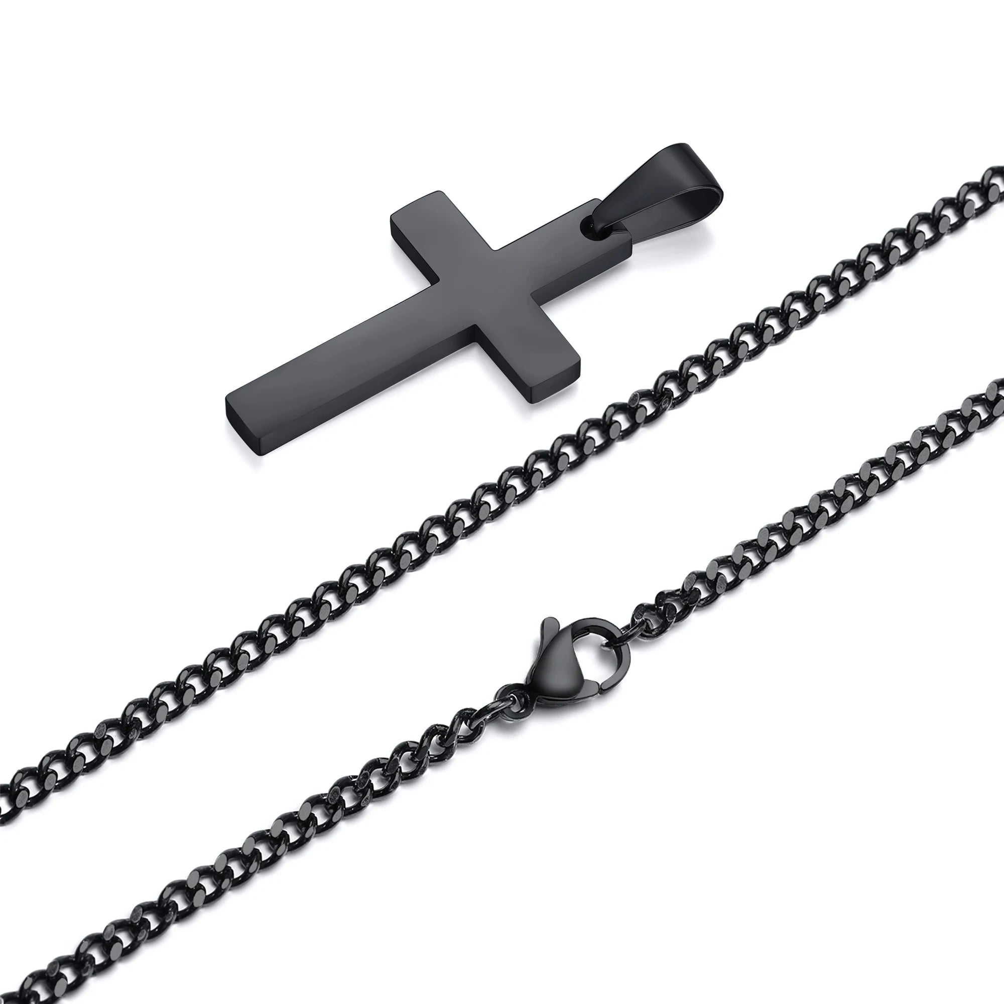 Casual Cross Pendant Necklace for Men | Waterproof Stainless Steel Jewelry Gift close-up view