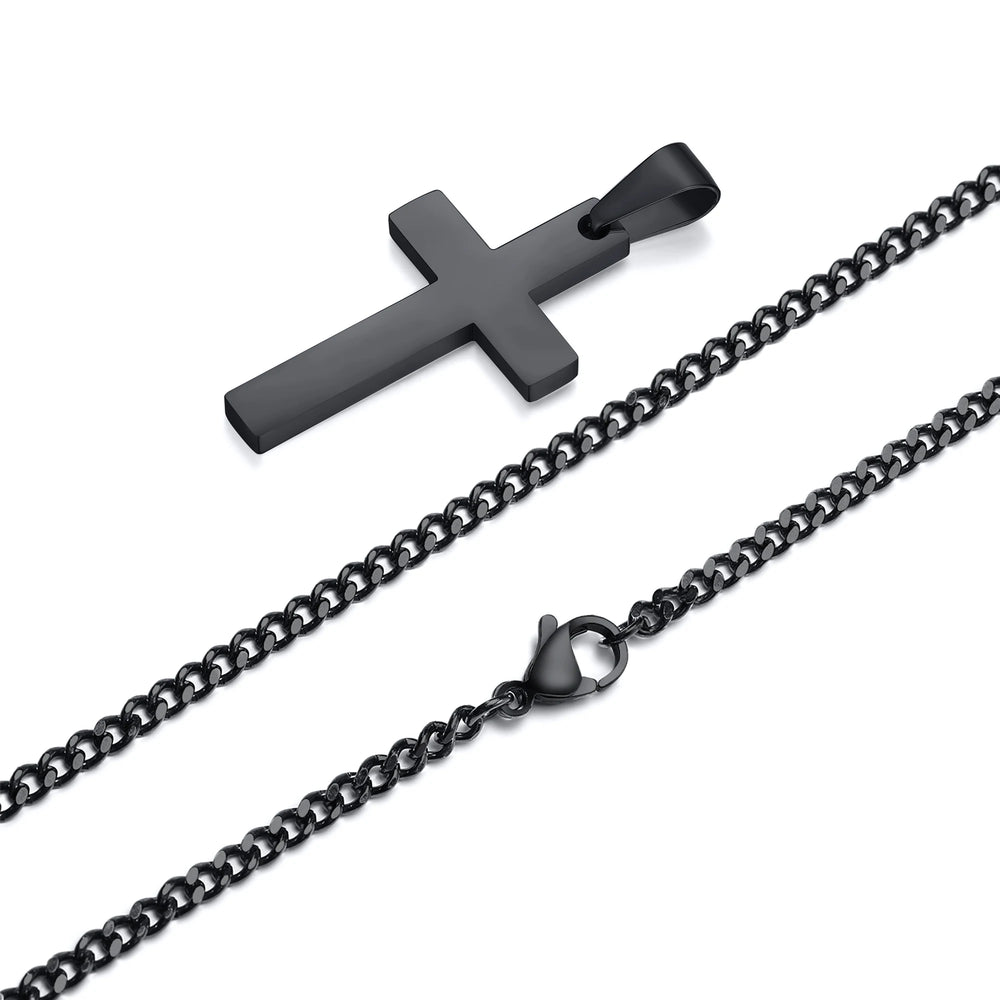Casual Cross Pendant Necklace for Men | Waterproof Stainless Steel Jewelry Gift close-up view