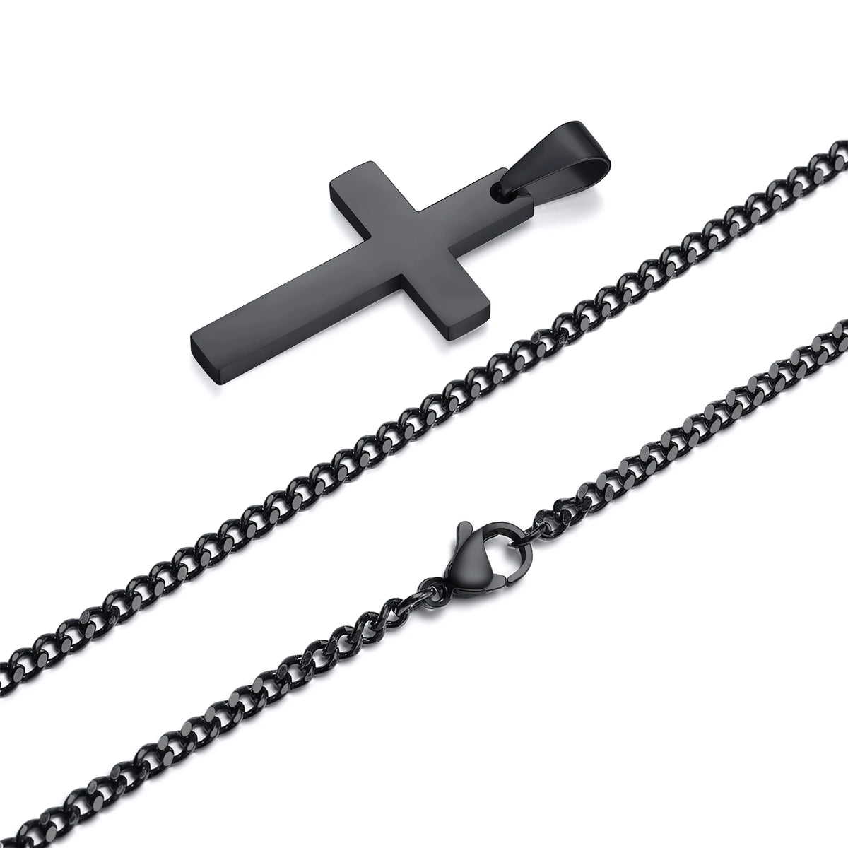 Casual Cross Pendant Necklace for Men | Waterproof Stainless Steel Jewelry Gift close-up view