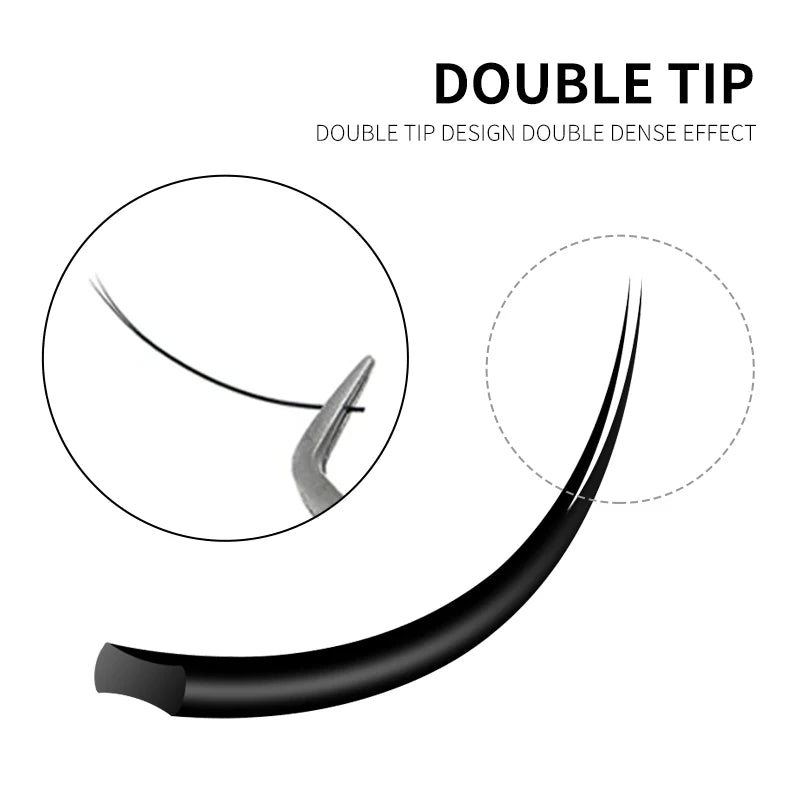 Flat Black Mink Lashes | Ellipse Split Tips Individual Eyelash Extensions detail view