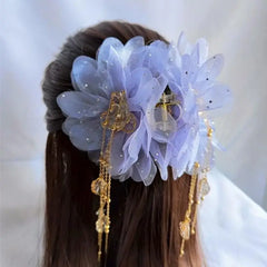 Fashion Flower Tassel Hair Clip For Women Girls Shark Ponytail Clip Headdress Temperament Headwear Hair Accessories Gifts