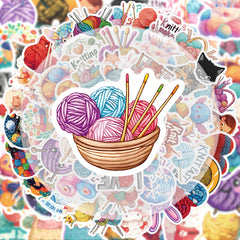 50 Creative Yarn Doodle Stickers Set | Vibrant Decals for Laptops and Water Bottles alternate view