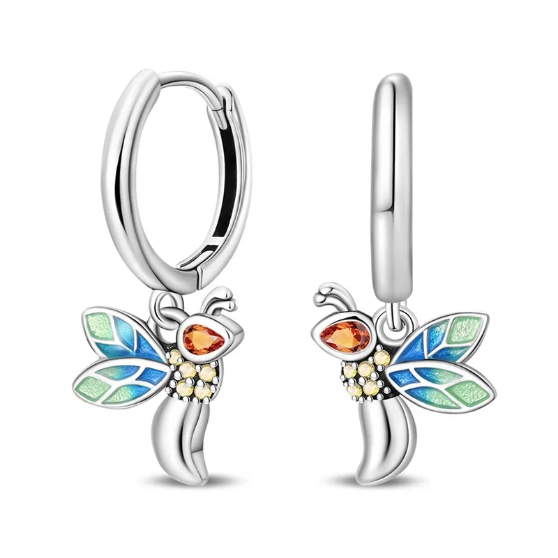Silver Wine Cup Butterfly Women Earrings Brilliant Wedding Engagement Star Earrings additional angle