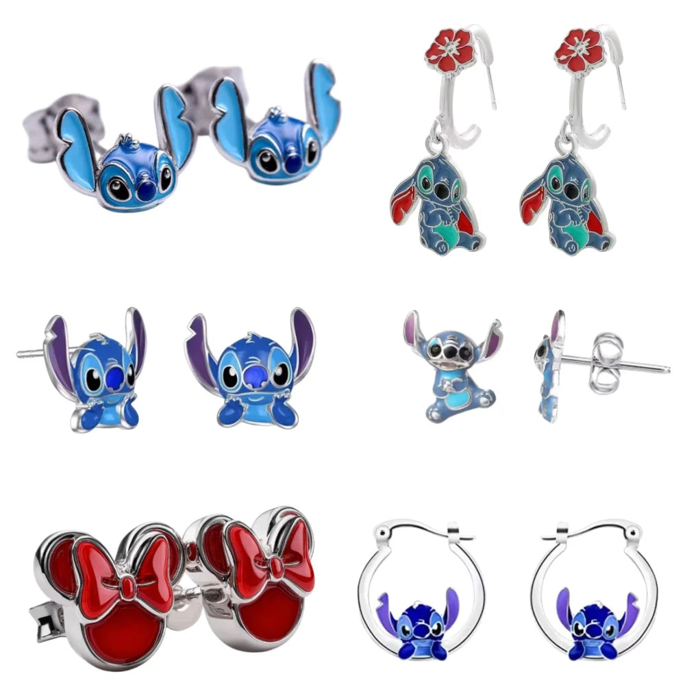 925 Silver Cartoon Duck and Teddy Bear Earrings | Cute Animal Stud Earrings for Women detail view