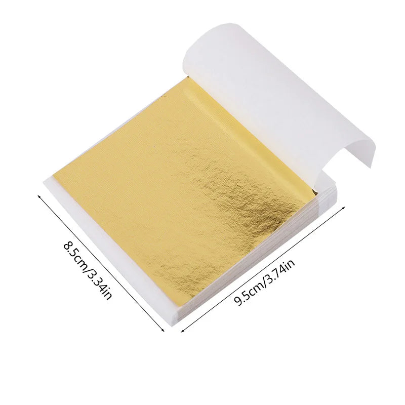 100Pcs Imitation Gold Foil Paper Leaf Sheets for Gilding Funiture Lines Wall Craft Home detail view