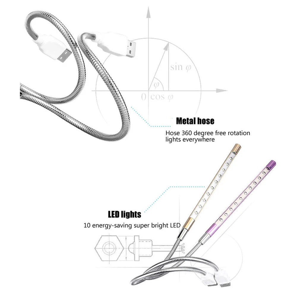 5V LED Book Light Flexible Reading Lamp | Portable USB Desk Light for Bedroom Decor an close-up view