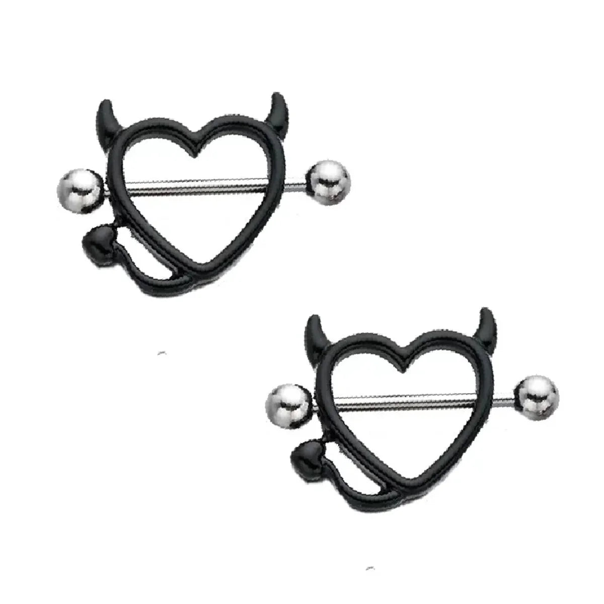 1/5Pairs 316L Stainless Steel Nipple Ring for Women, Various Colors Devil Love Heart N close-up view
