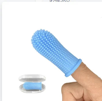 Dog Super Soft pet Finger Toothbrush Teeth Cleaning Breath Care Nontoxic Silicone Toot close-up view