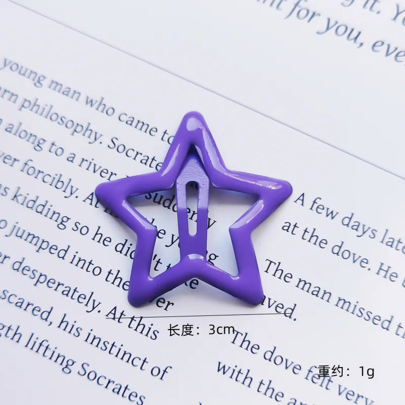 10pcs Colorful Star BB Hair Clips Girls Y2K Cute Star Barrettes Women Simple Metal additional angle
