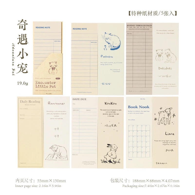 Journal GO 5pcs Ins Style Vintage Bookmark Creative Notes Book Mark for Students Scho alternate view