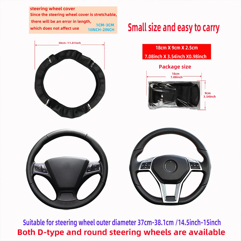 Shiny PU Leather Metal Stretchable Steering Wheel Cover for Women Car Decoration Riml alternate view