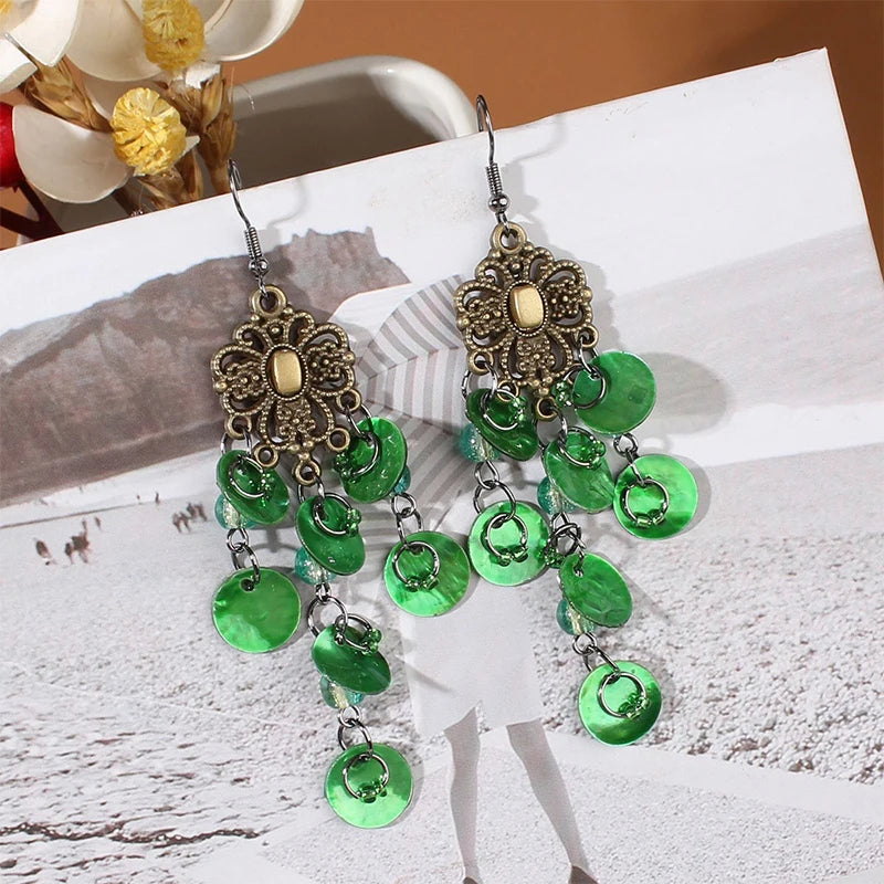 Cute Summer Flower Earrings Handmade Vacation Bohemian Earrings Exaggerated Beach Women detail view