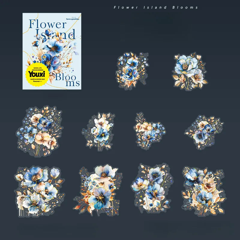 20 PET Flower Stickers for Scrapbooking | Transparent Adhesive Decorative Set additional angle