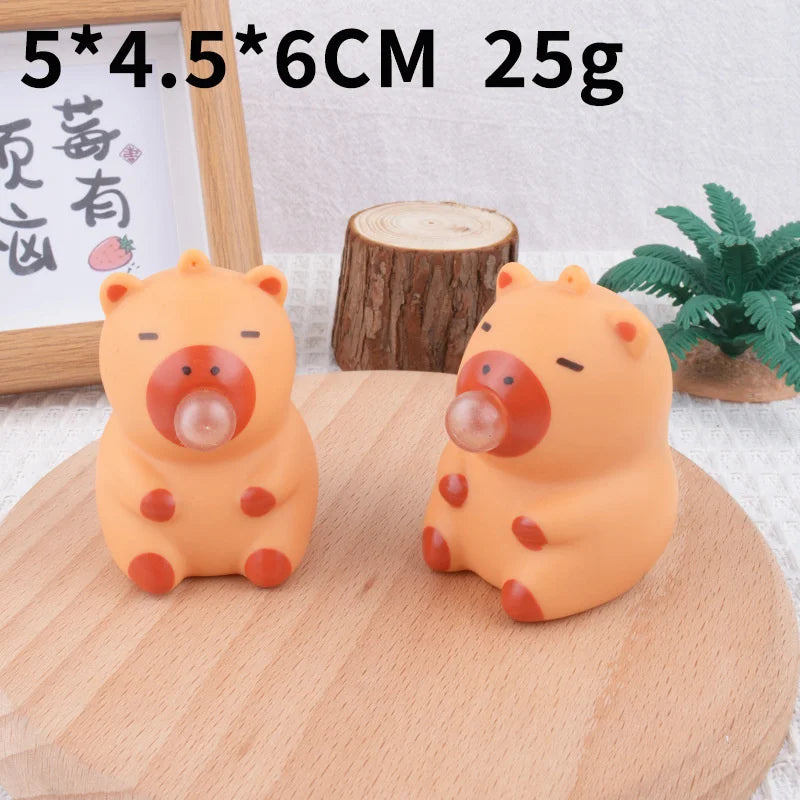 Piggy Capybara Fidget Squeeze Toy Cute Pig Squishy Toys Animal Spit Bubbles Stress additional angle