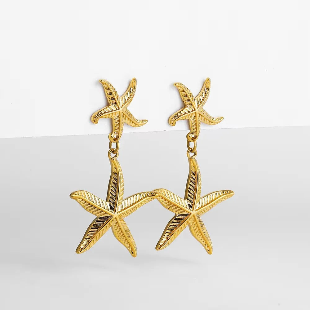 Vintage Gold Snail Shell Drop Earrings | CZ Zircon Beach Jewelry for Women alternate view