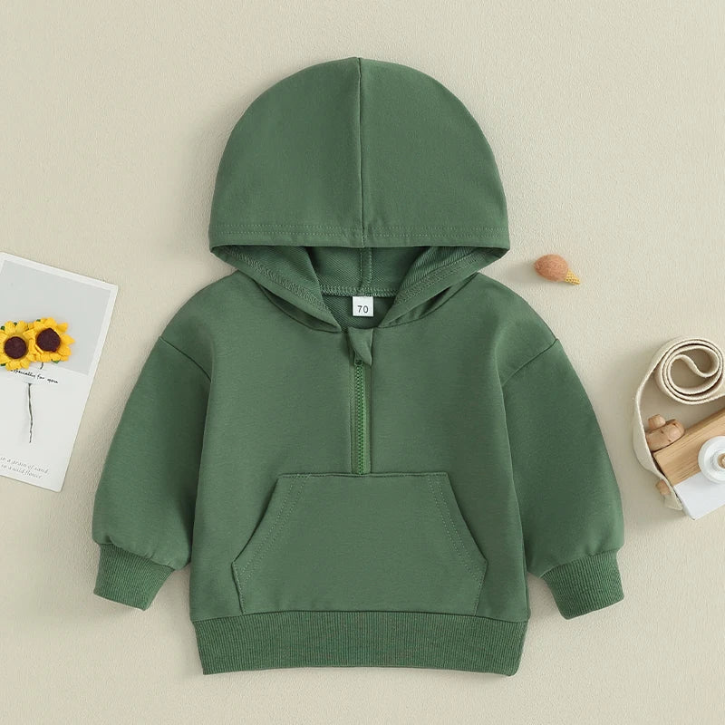 Kids Solid Color Hoodie | Long Sleeve Pullover for Toddlers lifestyle view