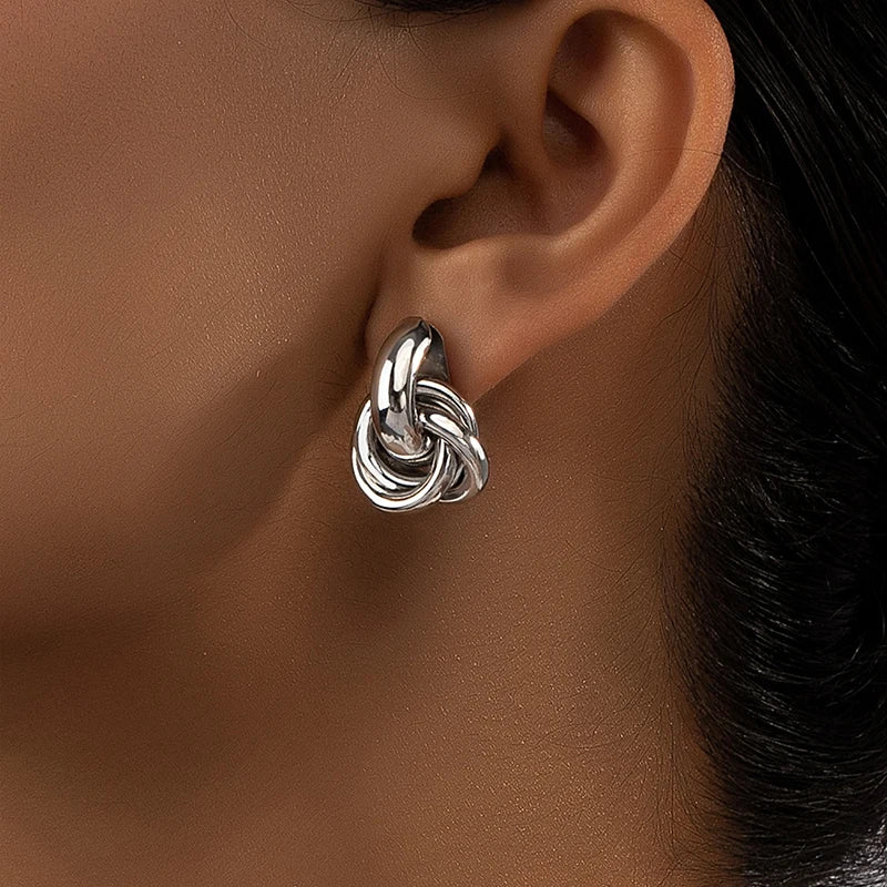 Obega Gold SIlver Color Knot Hoop Earring additional angle