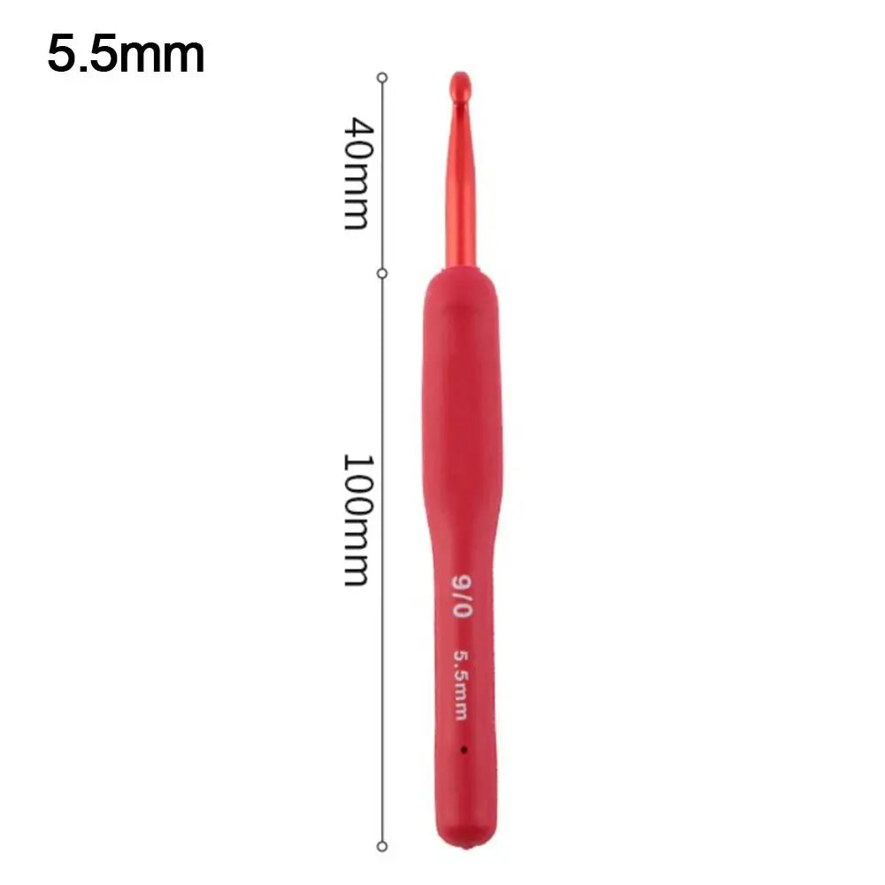 1Pcs Red Crochet Hook Silicone Handle Aluminum Hand Knitting Needles Crocheting Wea additional angle