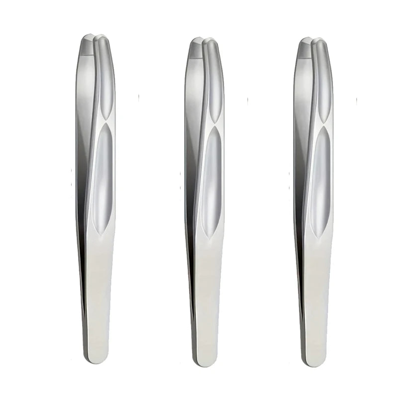 Premium Round Head Tweezers for Eyebrow & Facial Hair Removal Seamless Clips Short Hai close-up view
