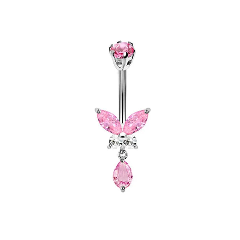 1PCS Pink Crown Belly Button Rings Jewelry Stainless Steel Heart Navel Piercing Barbe lifestyle view