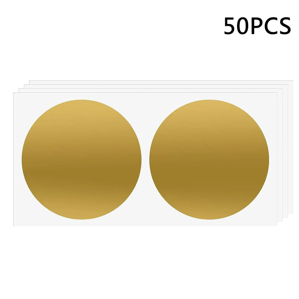 50pcs/ Pack 2" Inch, 50mm Gold Silver Scratch Off Stickers Labels for Lottery Tickets alternate view