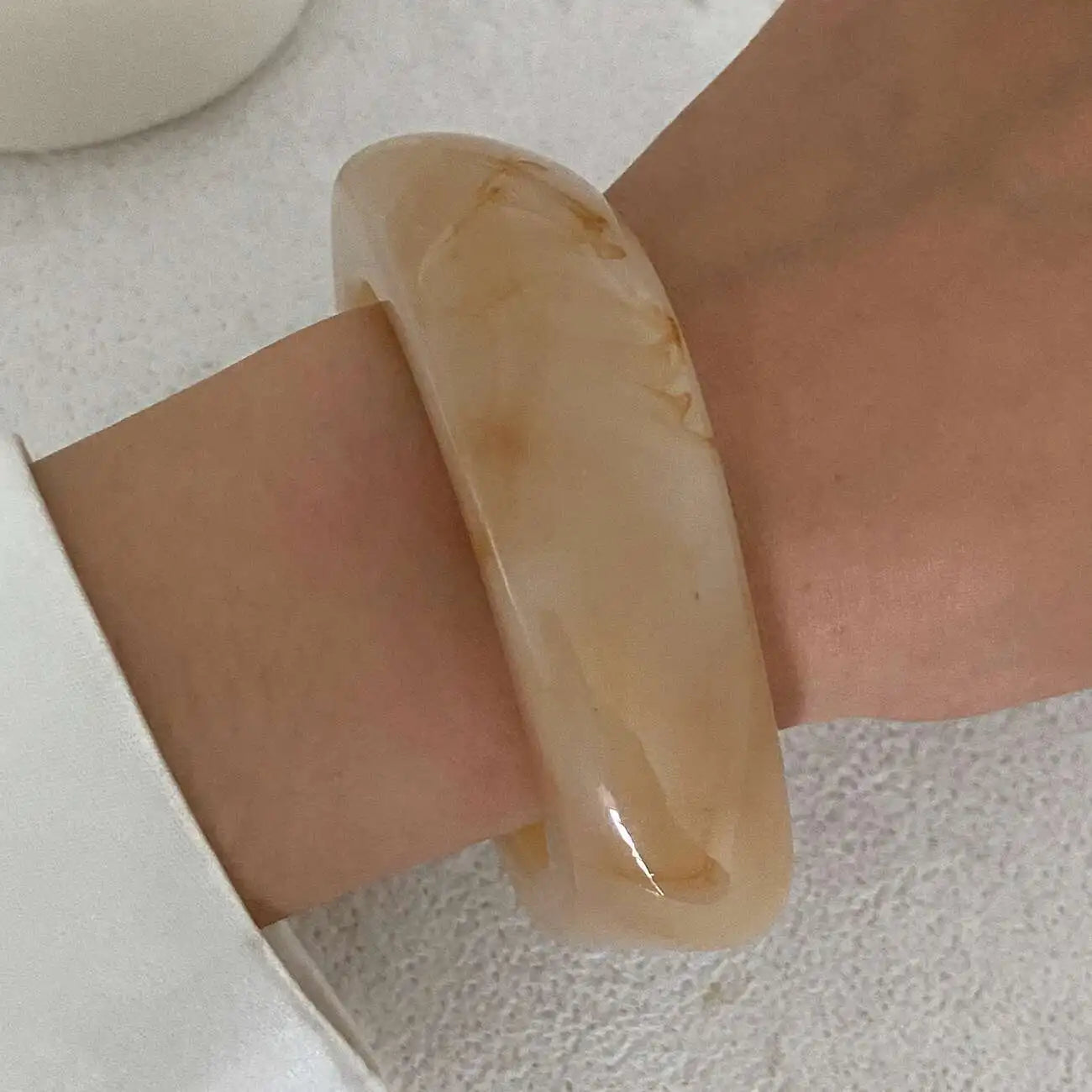 IngeSight.Z Vintage Irregular Resin Wide Bangle Bracelet Women Punk Geometric Wide Me alternate view