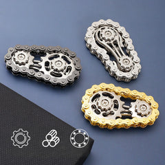 Sprockets Flywheel Fingertip Gyro Fidget Spinner | Metal Bike Chain EDC Stress Relief close-up view