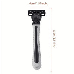 Men's Manual Shaver with 3-Layer Stainless Steel Razor Blades, Compact Shaver with Scratch Resistance, Precision Shaving