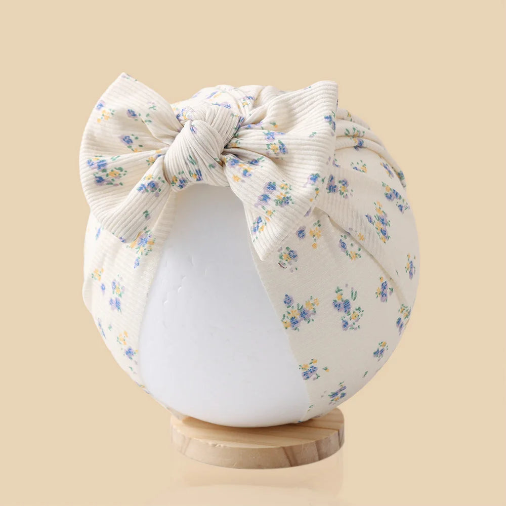 Baby Turban Hats with Prints | Soft Knit Newborn Caps additional angle