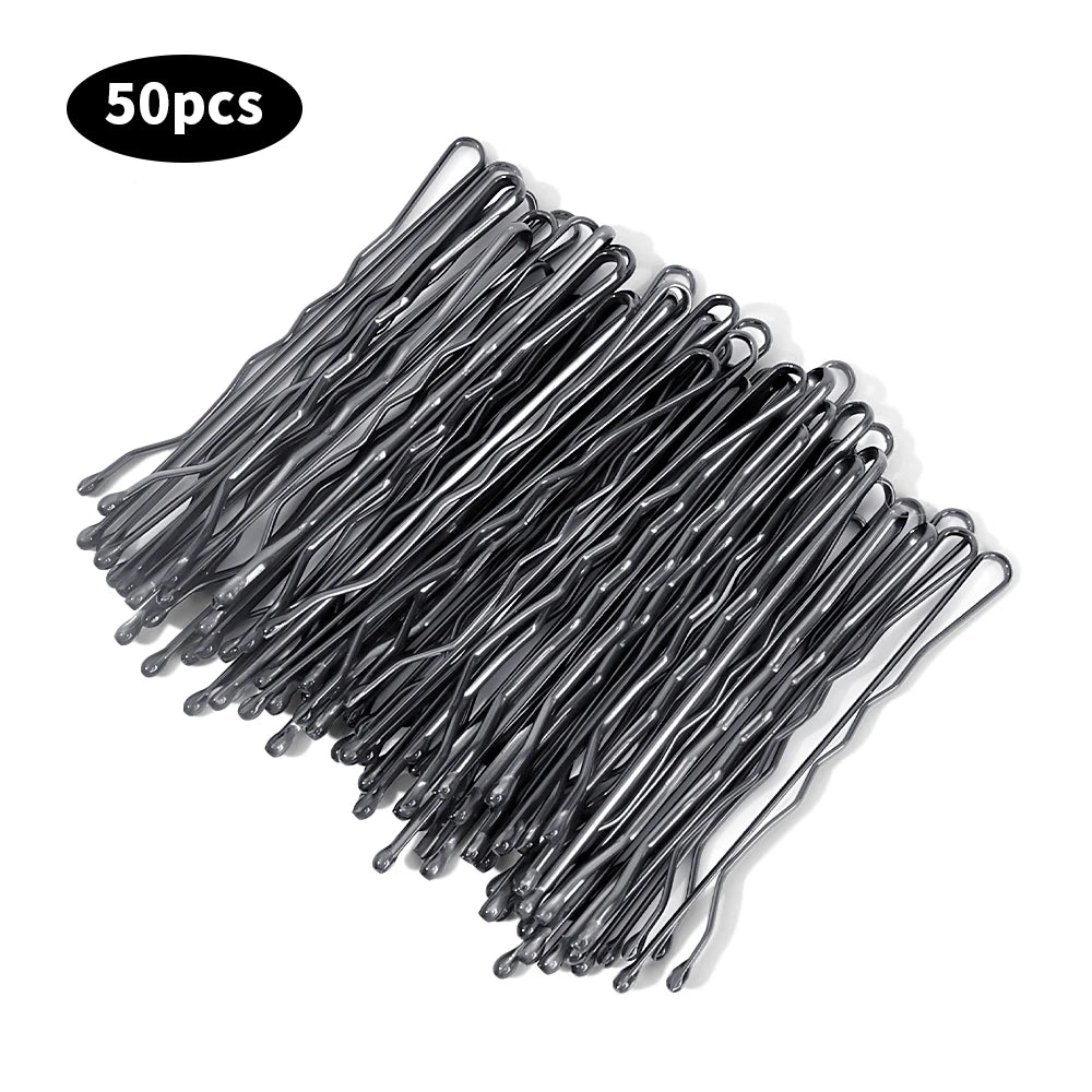 50/60pcs Simple Black Hair Clips For Girls Bobby Pins Invisible Wave Curly Bride Dispo close-up view