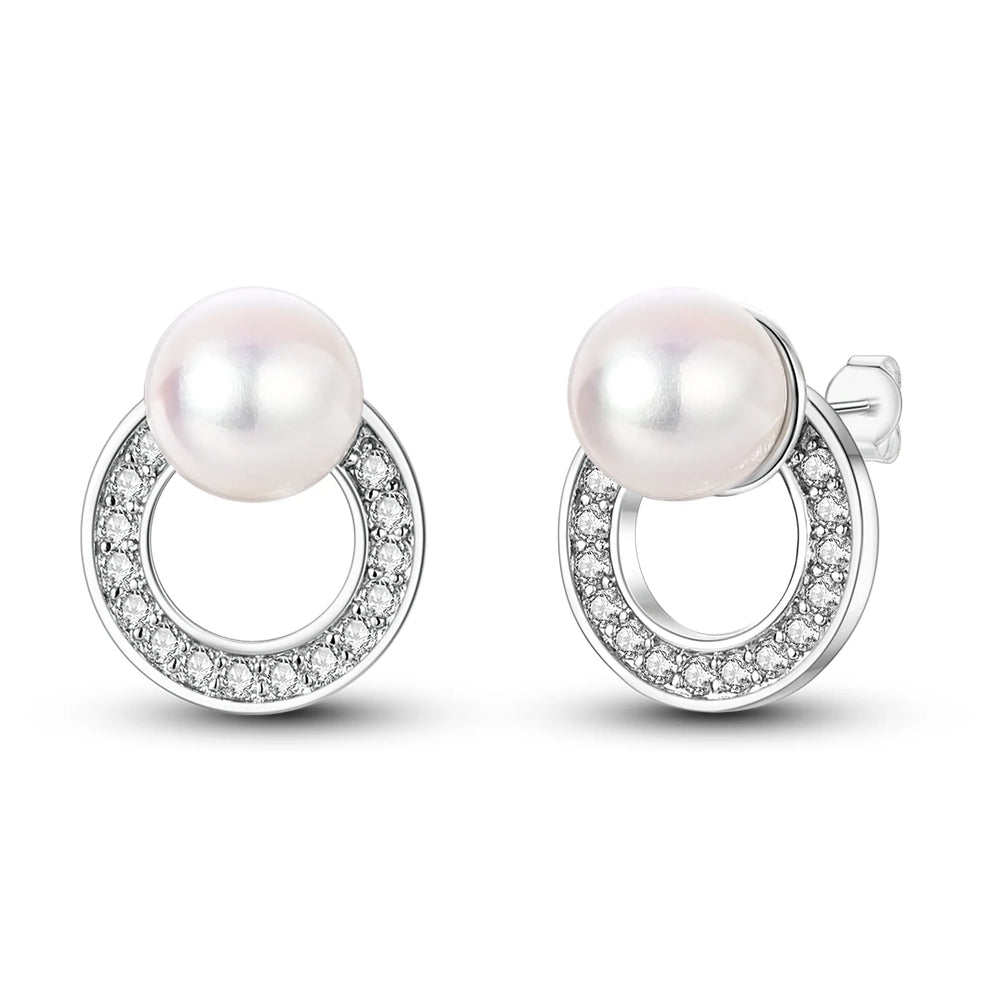 Original 925 Sterling Silver Women Hoop Earrings High Quality Shine Zircon U Shaped Cl close-up view