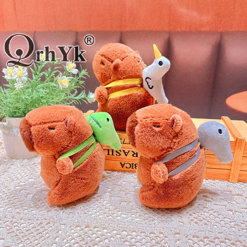 Capybara Plush Keychain | Cartoon Bag Pendant and Car Keyring close-up view