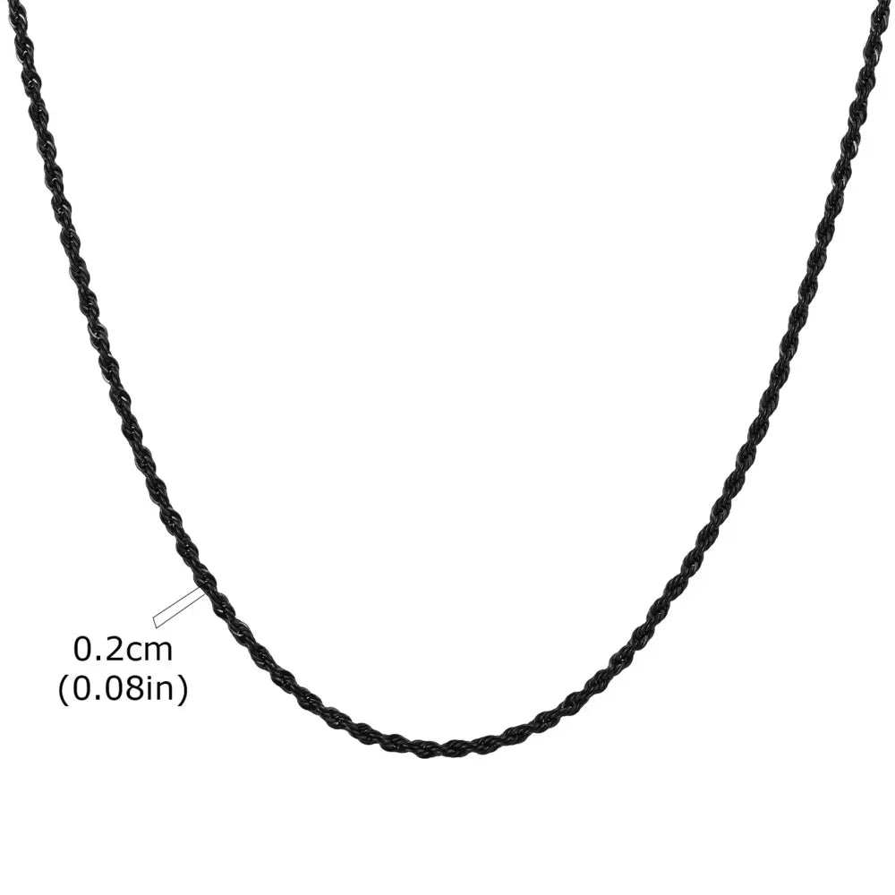 Vnox Twist Rope Chain Necklace for Men Women | Waterproof Stainless Steel Unisex Chai lifestyle view