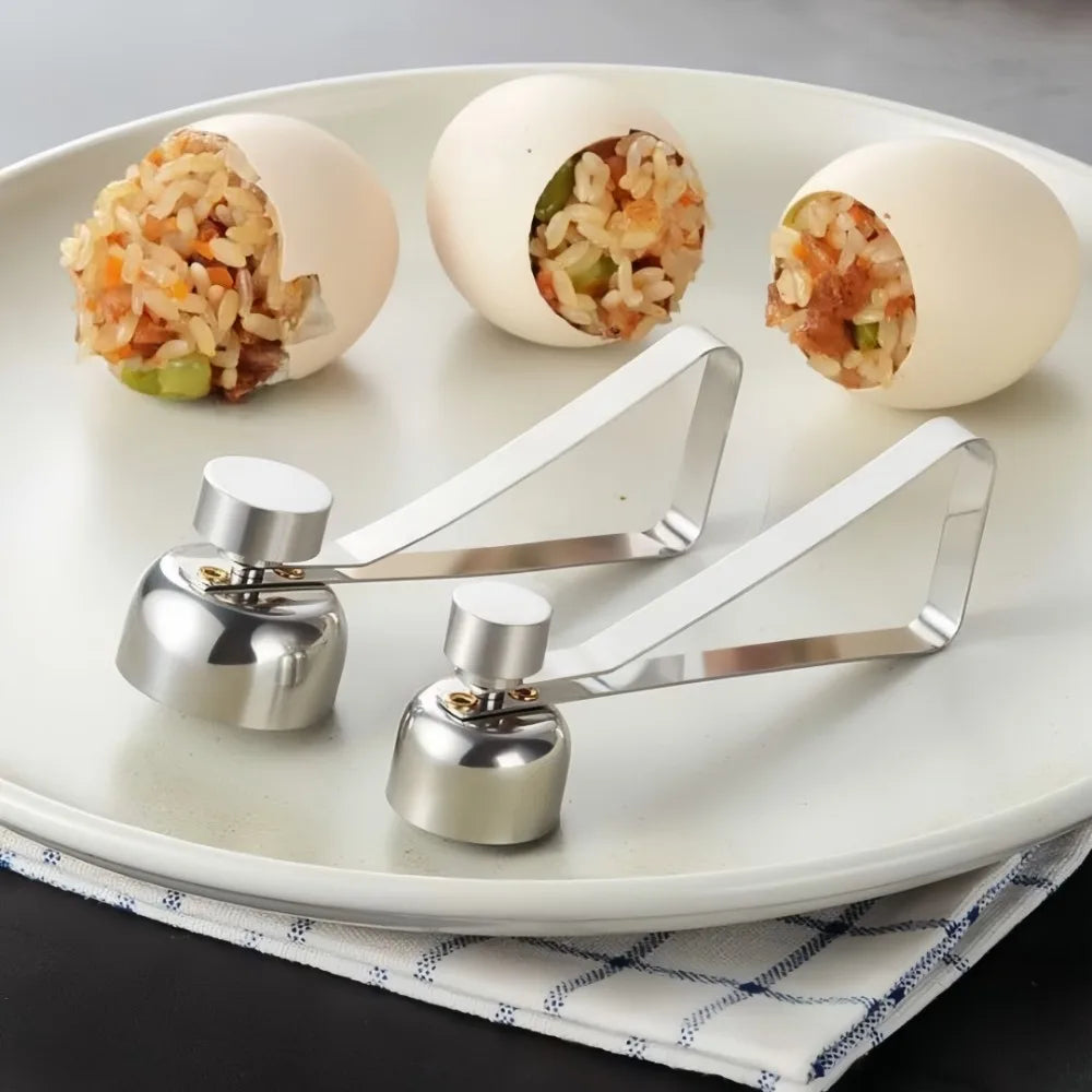 Stainless Steel Egg Topper Opener | Creative Eggshell Cutter for Boiled and Raw Eggs lifestyle view