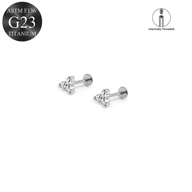 EVISPOL ASTM F136 G23 Titanium Tiny CZ Labret Lip Stud Earring for Women 16G Heart additional angle
