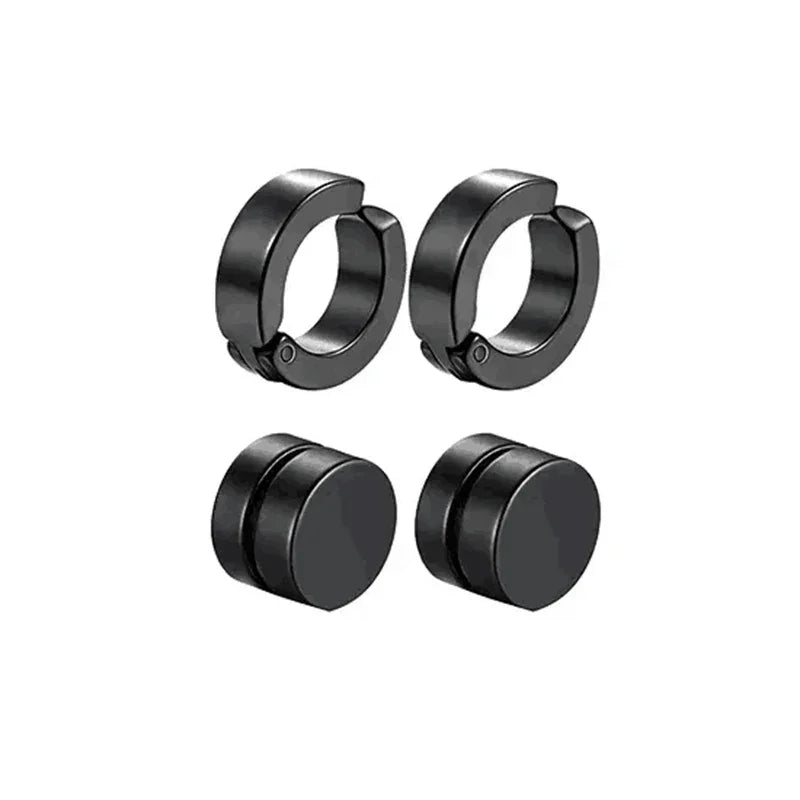 1 pairs No Piercing Earrings Titanium Steel Clip-on Fake Earring Round Ear Clip For W lifestyle view