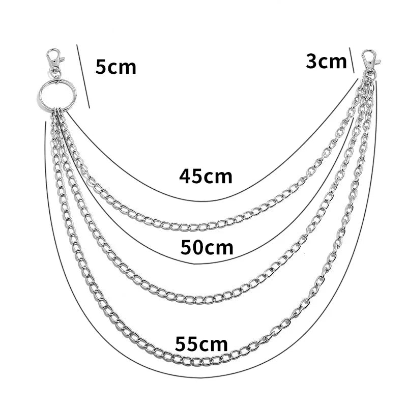 Metal Belt Chain HipHop Rock Punk Hook Trousers Pant Waist Link Metal Wallet Chain Key close-up view